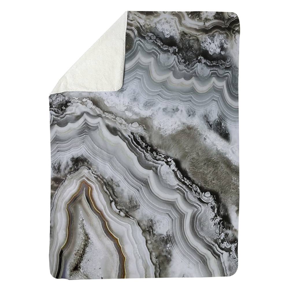 5545-8060-AB43 60 x 80 in. Abstract Geode Sherpa Fleece Blanket - White Hyperrealist Decor