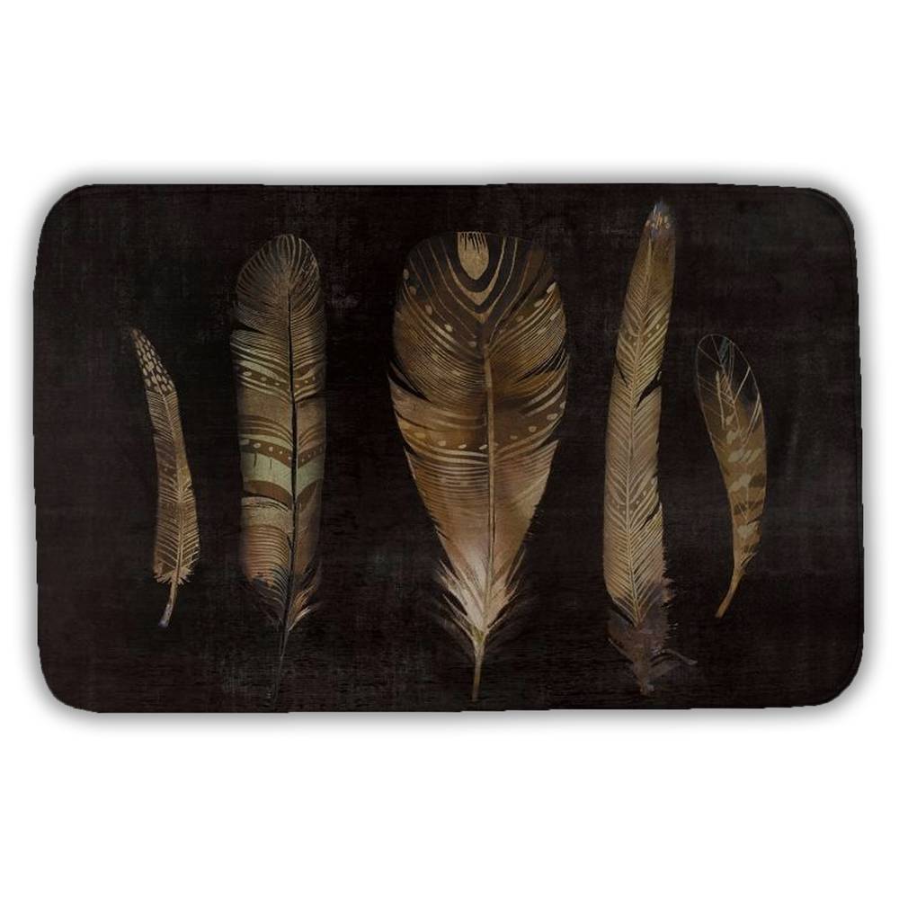 5930-2134-AN237 21 x 34 in. Brown Feather Bohemian Bath Mat - Home Decor Essential