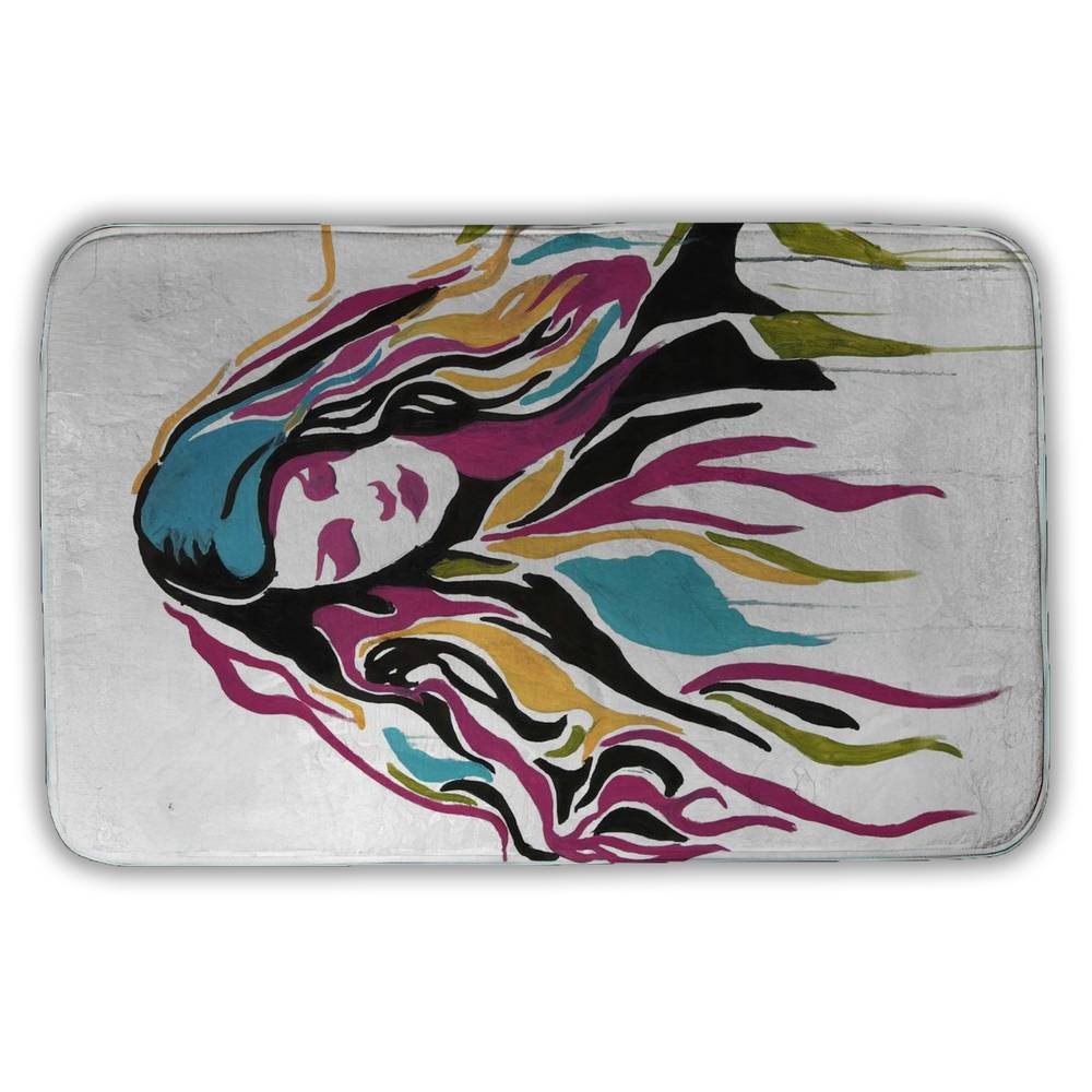 5930-3421-FI82 21 x 34 in. Woman Graffiti Art Retro Bath Mat - Unique Bedroom Decor