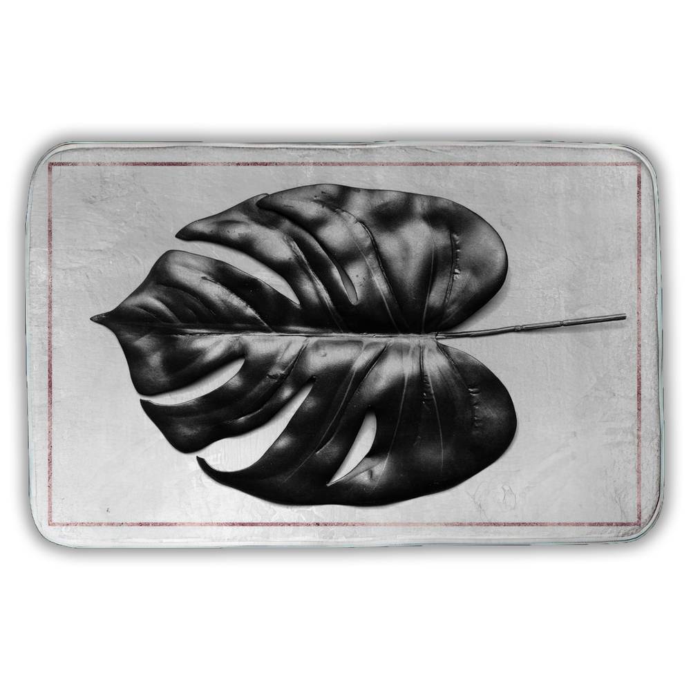 5930-3421-FL302 21 x 34 in. White Floral Exotic Bath Mat - Split Leaf Philodendron Decor