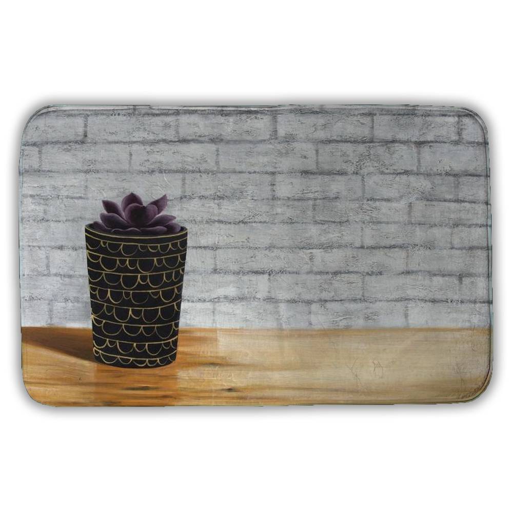 5930-2134-FL330 21 x 34 in. Succulent in A Pot Brown Bath Mat - Exotic Botanical Decor