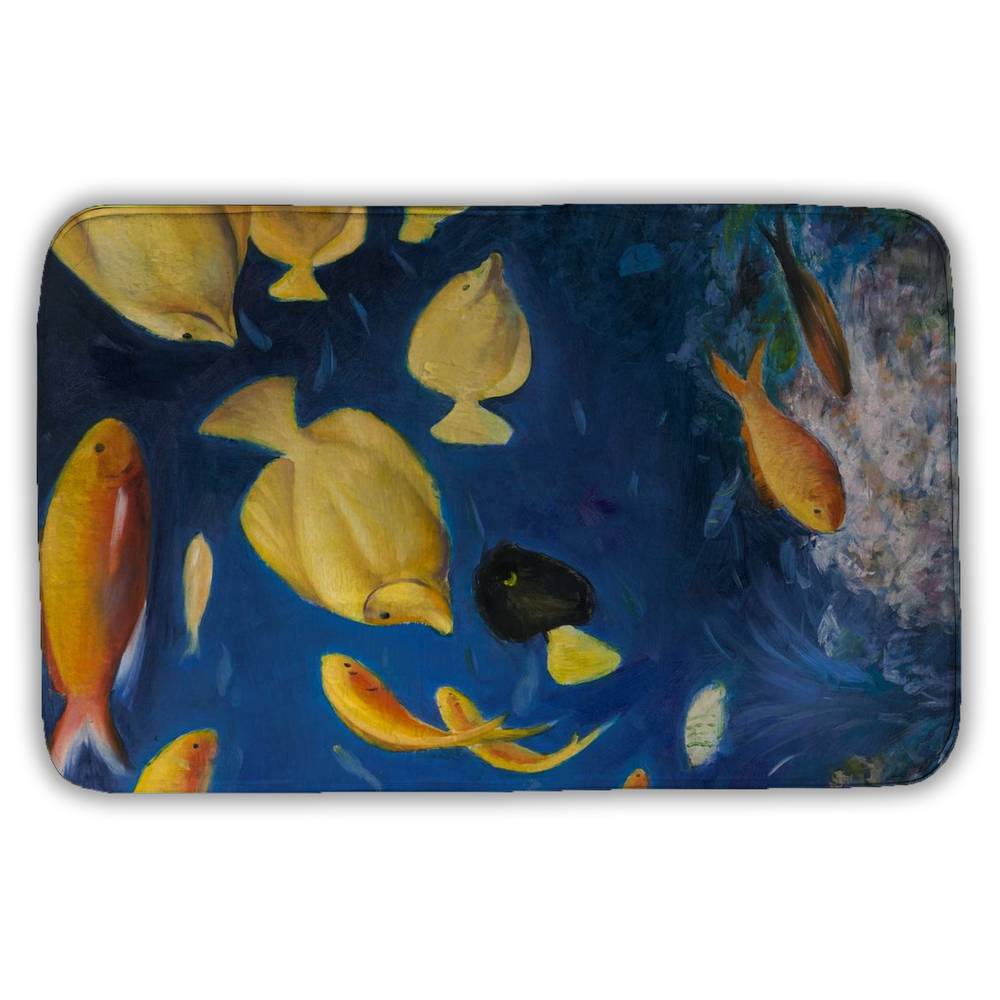 5930-3421-AN170 21 x 34 in. Fish Under the Sea Bath Mat - Blue Aquatic Bedroom Decor
