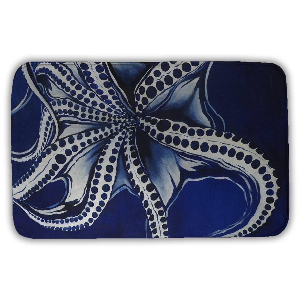 5930-3421-AN336 21 x 34 in. Dancing Octopus Blue Bath Mat - Aquatic Decor for Bedroom