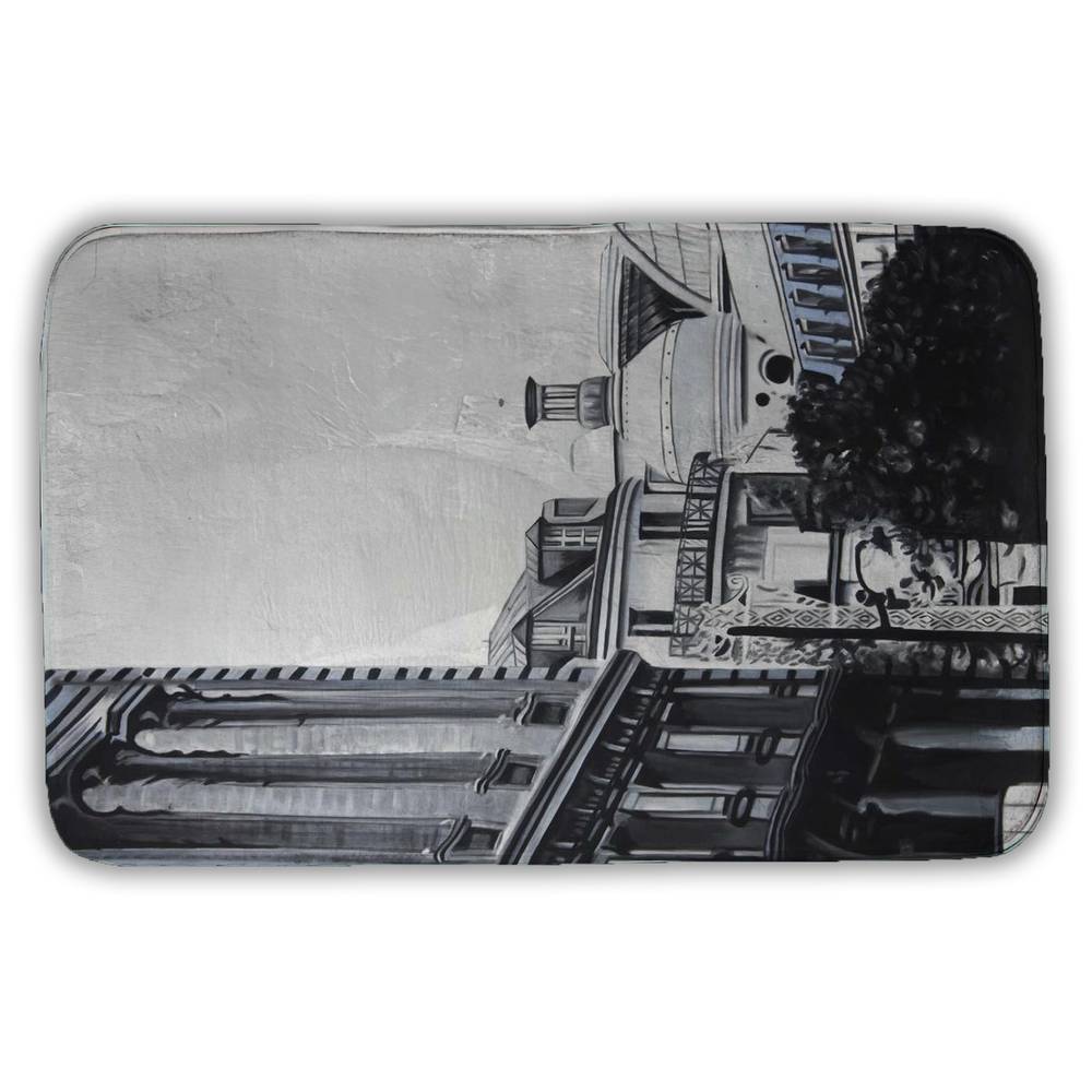 5930-3421-AR5 21 x 34 in. Blue Hyperrealist Historic Downtown Bath Mat - Home Decor