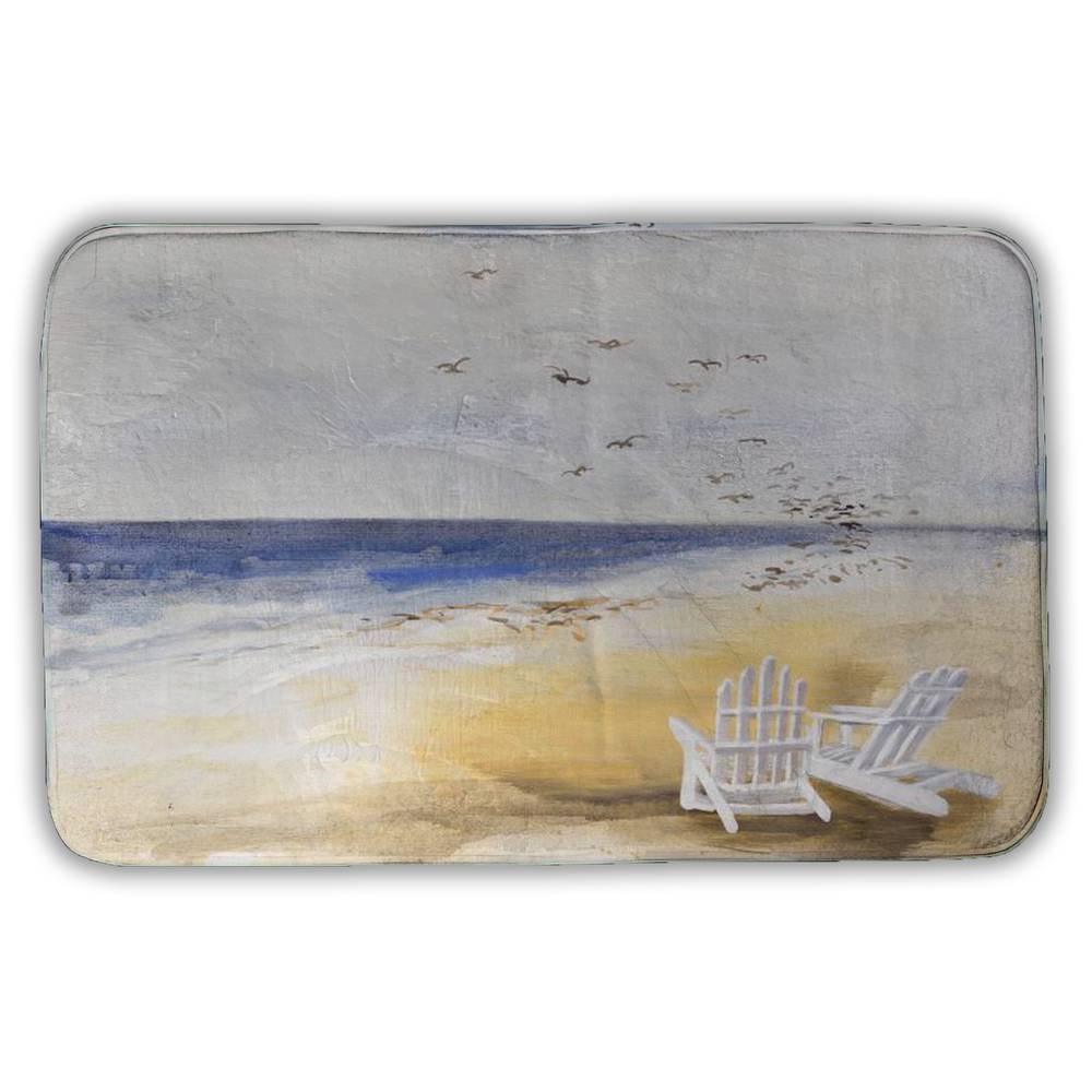 5930-2134-CO14 21 x 34 in. Day at the Beach Blue Bath Mat - Sea Illustrative Home Decor