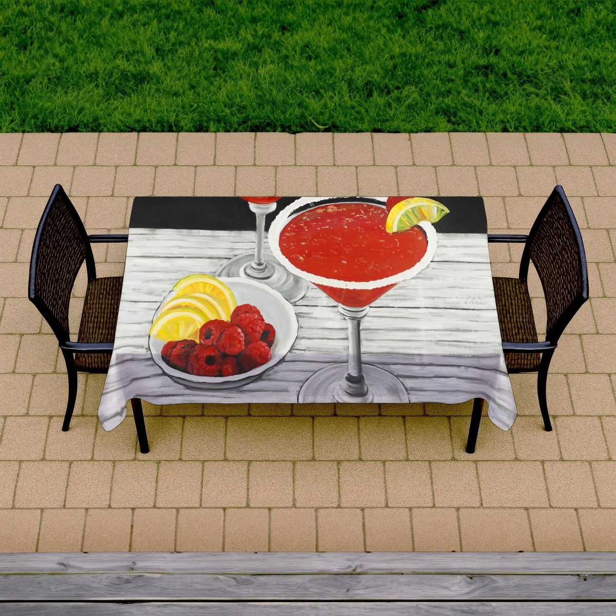 Picture of Begin Home Decor C1TCLRGELT2QR7 58 x 102 in. Two Cosmopolitan Indoor & Outdoor Tablecloth - Modern Home Decor