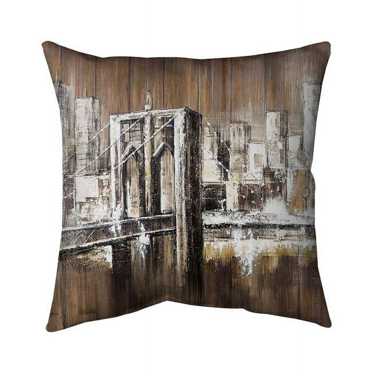 18 x 18 in. Aged Finish Brooklyn Bridge-Double Sided Print Indoor Pillow