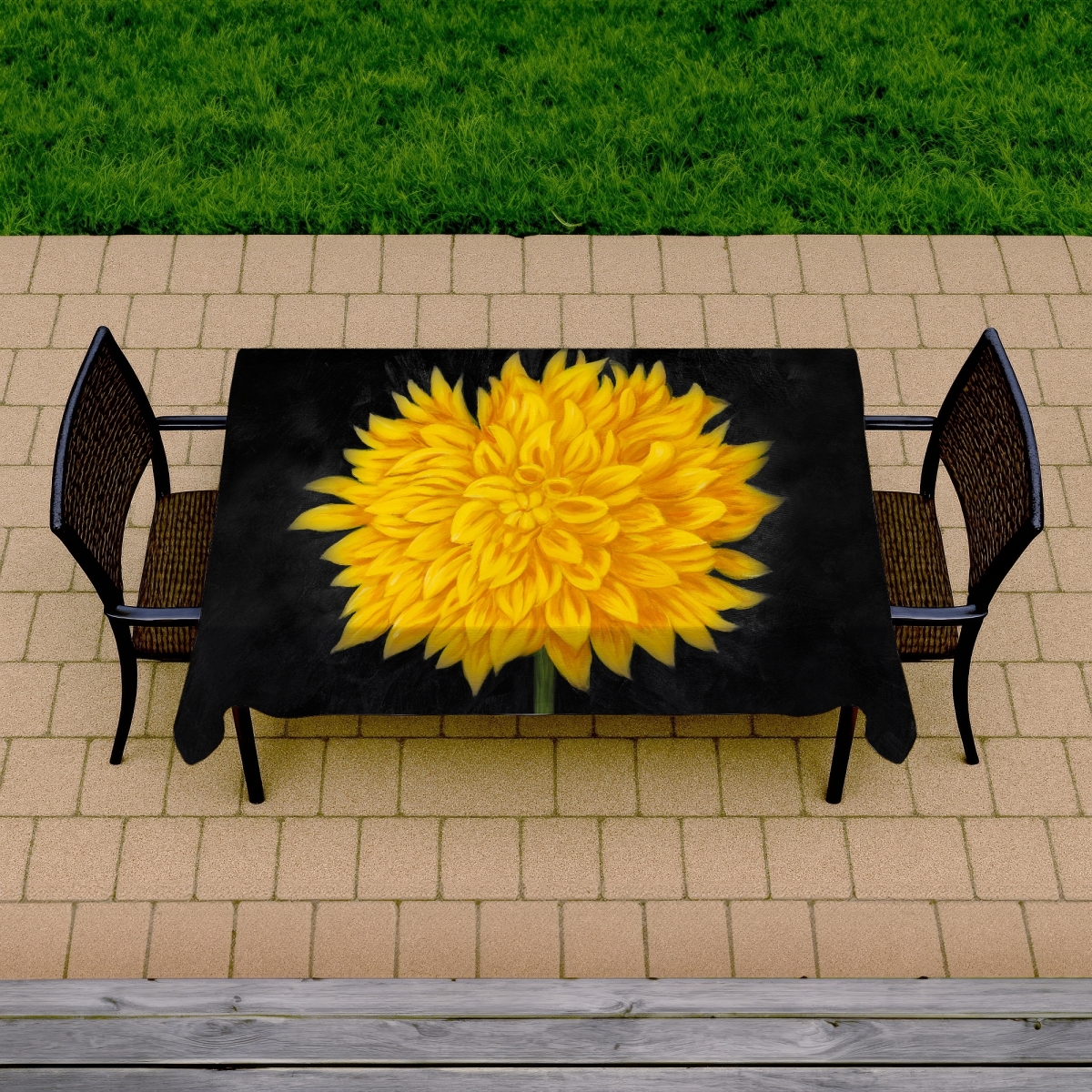 Picture of Begin Home Decor C1TCLRGEST5OIH 58 x 102 in. Yellow Chrysanthemum Tablecloth - Floral Indoor & Outdoor Decor