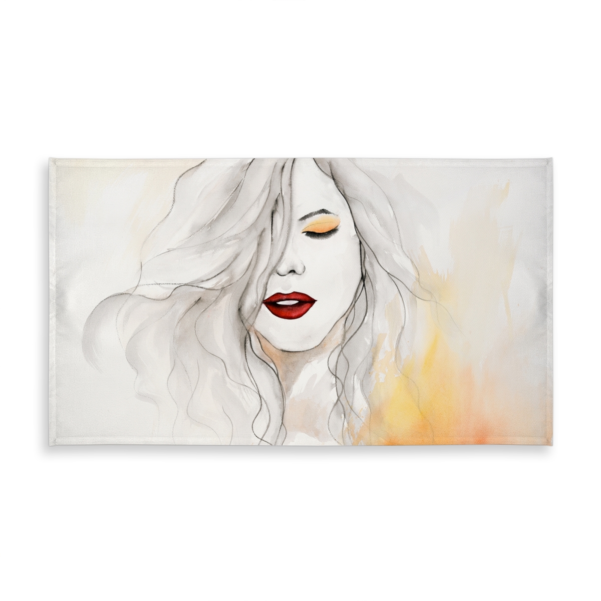 Picture of Begin Home Decor C1TCLRGEUAHGGP 58 x 102 in. Romantic Orange Beauty Tablecloth - Woman with Red Lips Decor
