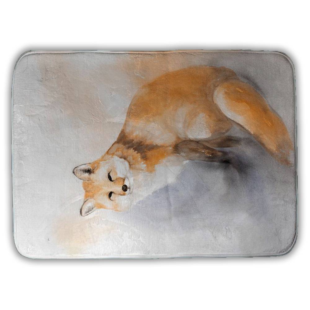 5930-2417-AN461 17 x 24 in. Watercolor Fox Blue Rustic Bath Mat - Home Decor Essential