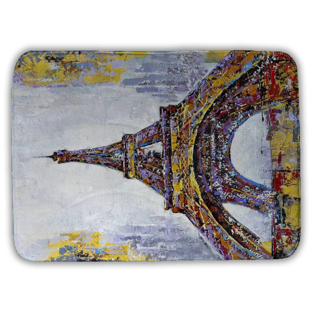 5930-2417-CI46 17 x 24 in. Abstract Paint Splash Eiffel Tower Bath Mat - Bedroom Decor