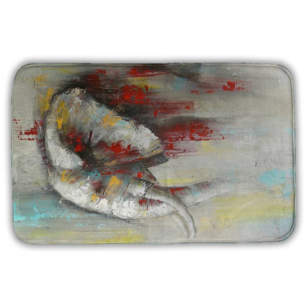5930-3421-AN50 21 x 34 in. Abstract Splash Elephant Bath Mat - Red Home Decor