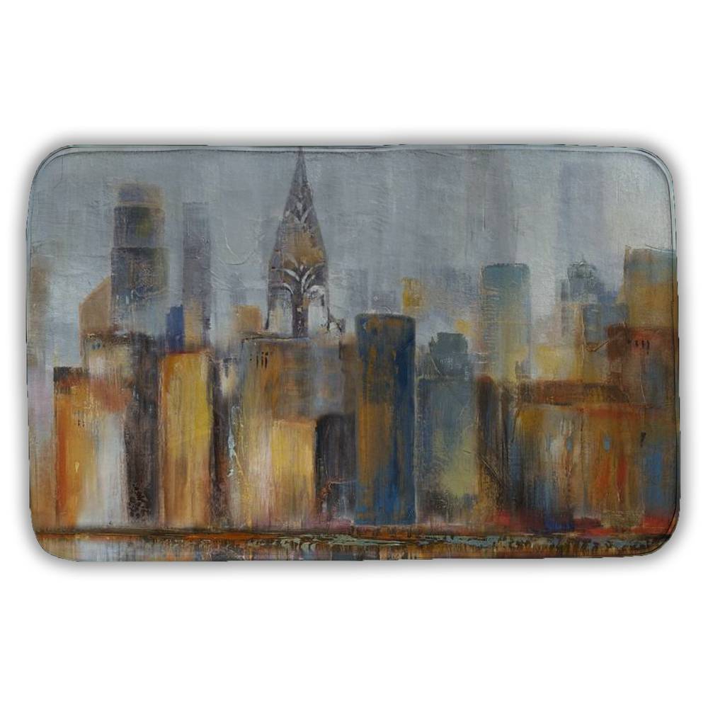 5930-2134-CI87 21 x 34 in. Cityscape Bath Mat - Chrysler Building Design - Modern Decor