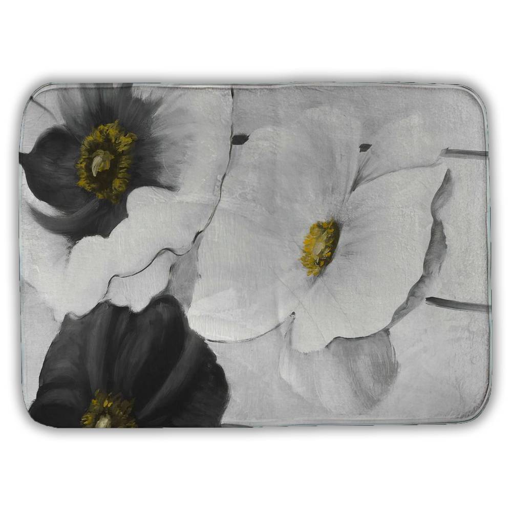 5930-2417-FL121 17 x 24 in. White Floral Bath Mat - Assorted Botanical Home Decor