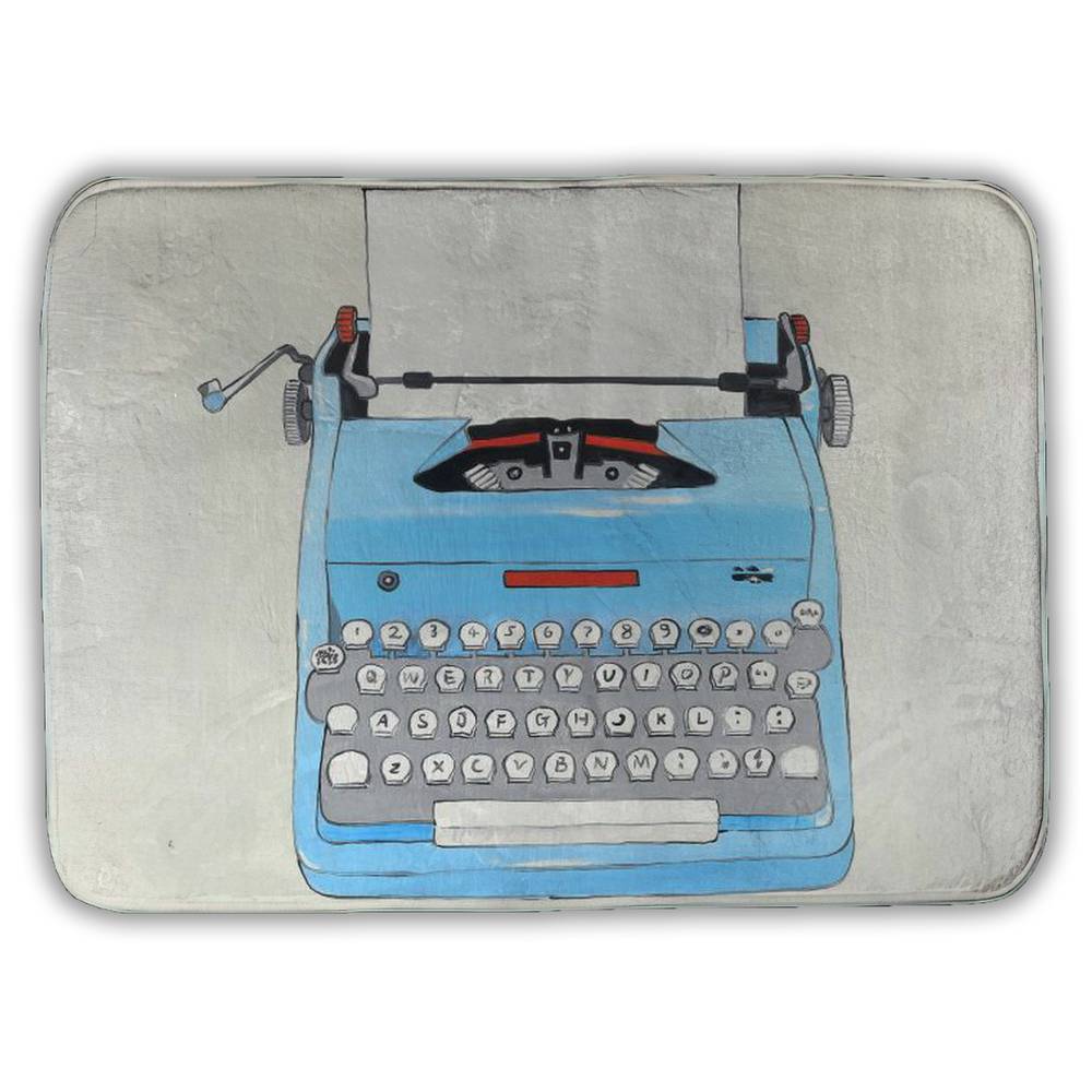5930-1724-MI72 17 x 24 in. Blue Typewriter Machine Bath Mat - Home Decor & Comfort