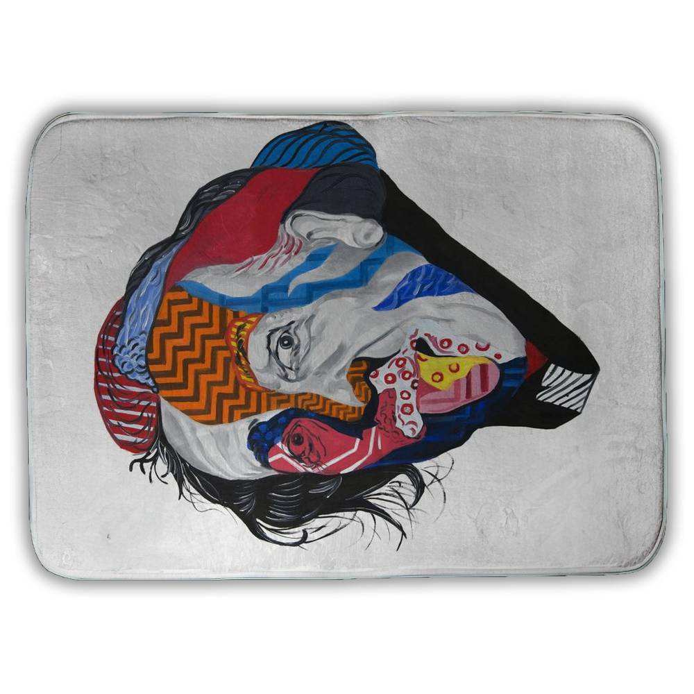 5930-2417-PO4 17 x 24 in. Abstract Albert Einstein Blue Bath Mat - Figurative Home Decor