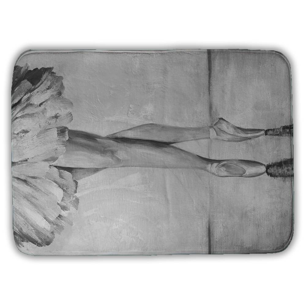 5930-2417-SP24 17 x 24 in. Monochrome Ballet Steps White Bath Mat - Home Decor Essential