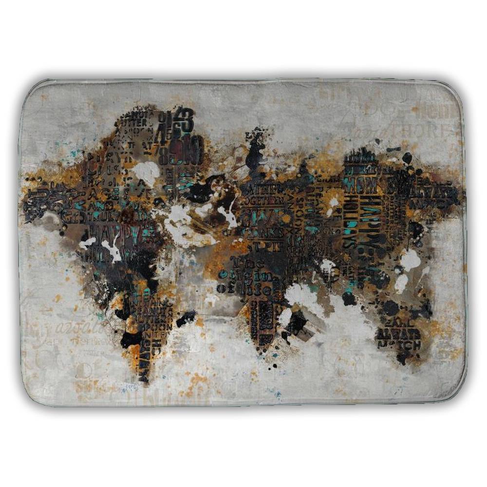 5930-1724-CI146 17 x 24 in. Brown Satellite View Bath Mat - Abstract World Map Decor