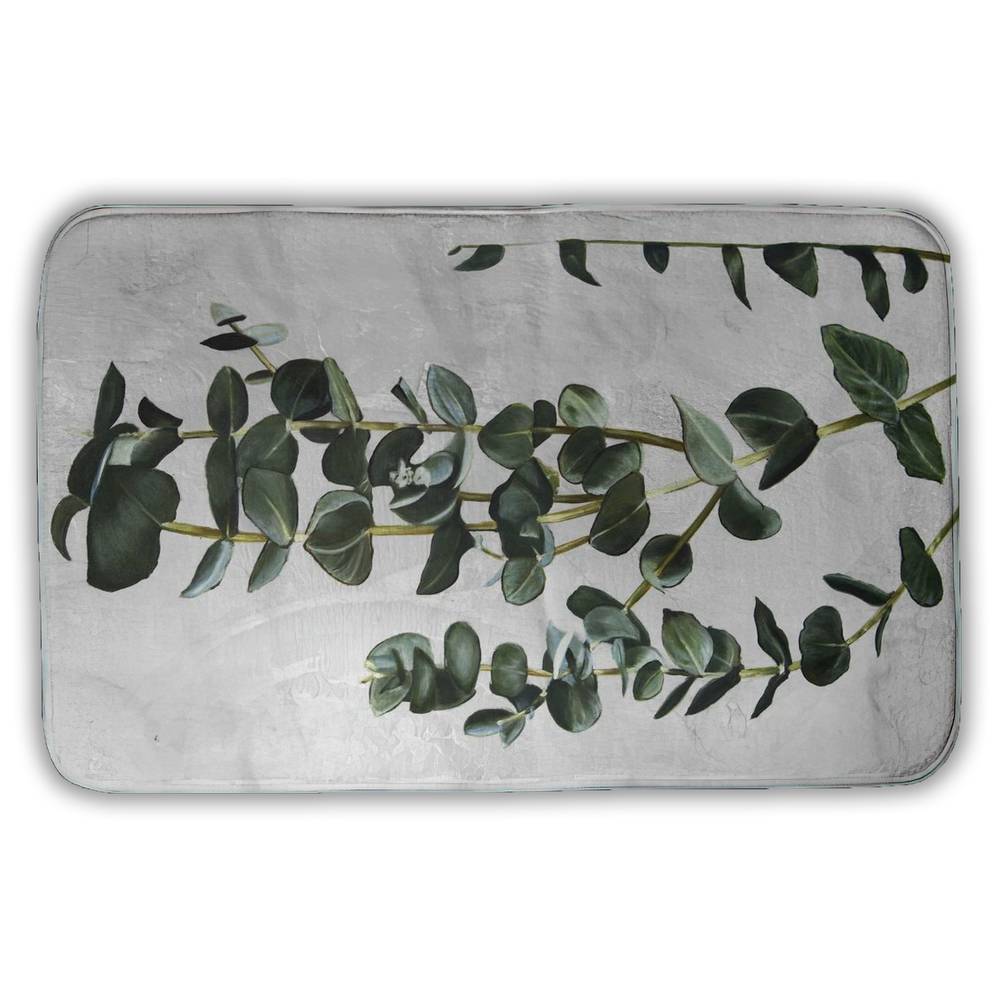 5930-3421-FL337 21 x 34 in. Eucalyptus Stems Botanical Bath Mat - Minimalist Home Decor