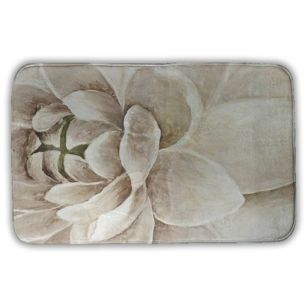 5930-3421-FL88 21 x 34 in. Beige Botanical Bath Mat - Delicate Chrysanthemum Home Decor