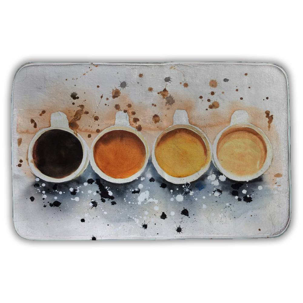 5930-3421-GA99 21 x 34 in. Four Cups Coffee Bath Mat - Kitchen Decor with Paint Splash