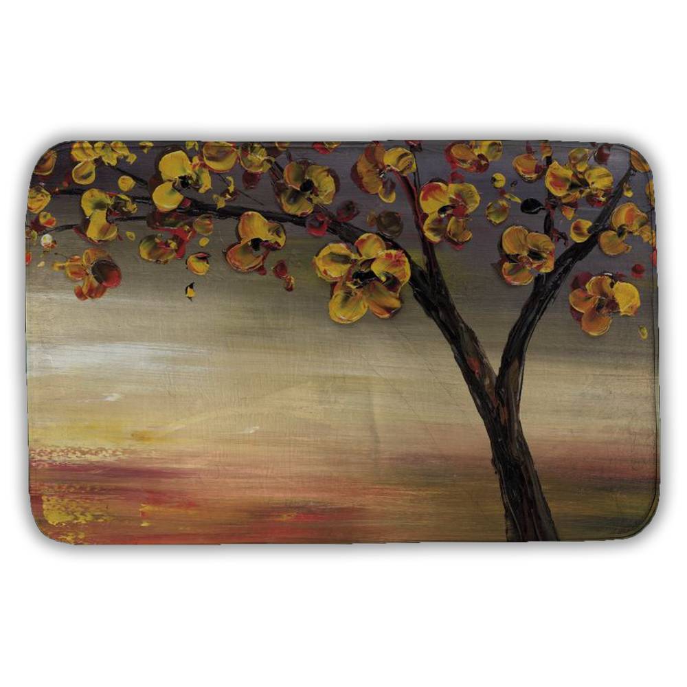 5930-2134-LA15 21 x 34 in. Fall Tree Brown Bath Mat - Contemporary Landscape Decor