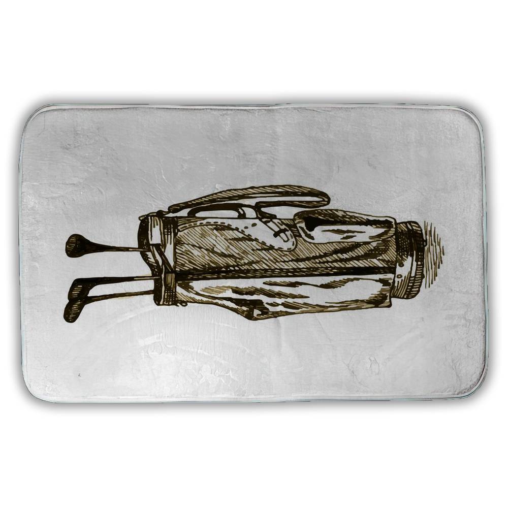 5930-3421-SP3 21 x 34 in. Golf Bag Illustration Bath Mat - Brown Man Cave Decor