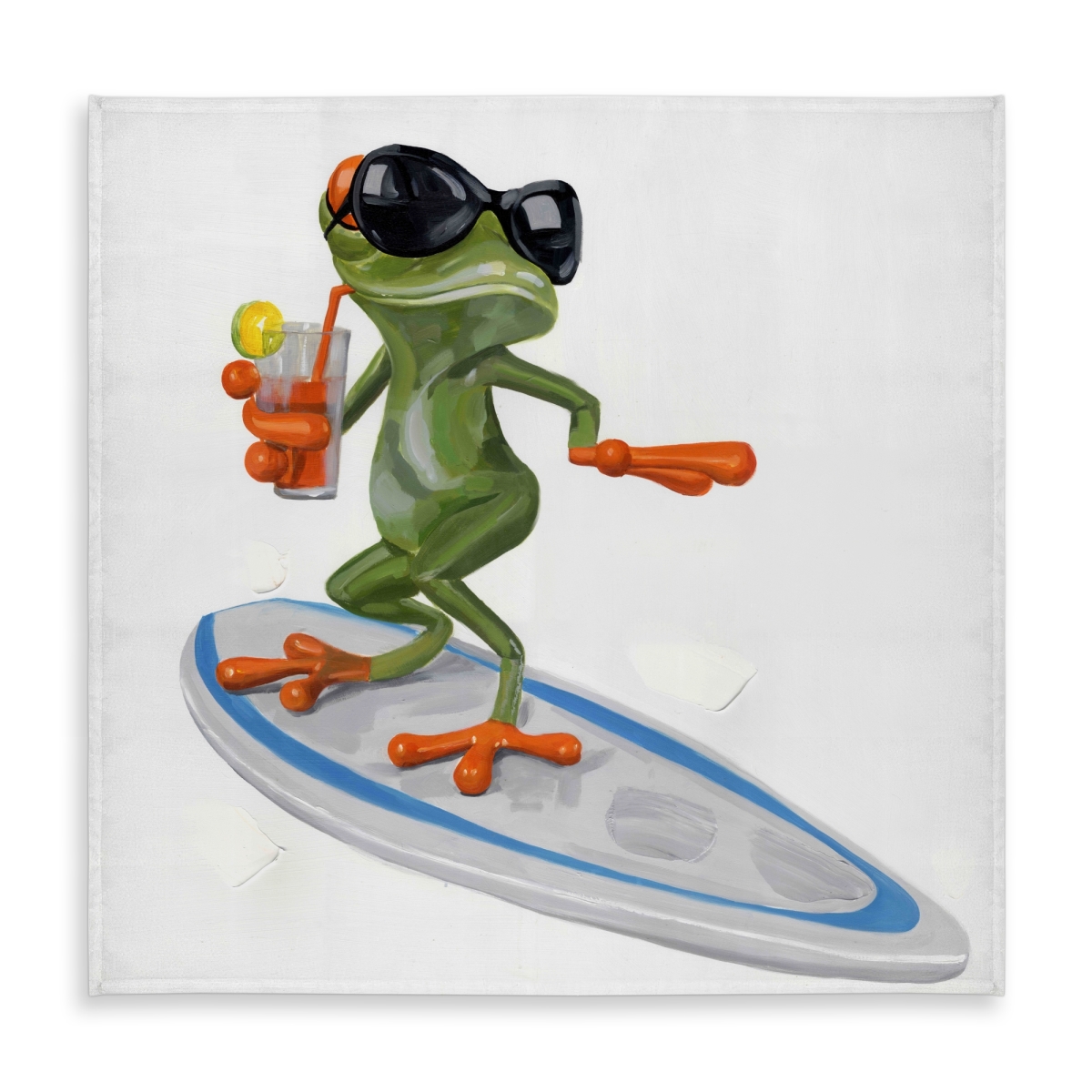 Picture of Begin Home Decor C1TC5858Q3BAO6 58 x 58 in. Funny Frog Surfing Tablecloth - Indoor & Outdoor Home Decor