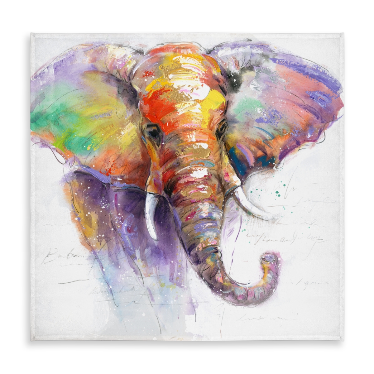 Picture of Begin Home Decor C1TC58582GKXDQ 58 x 58 in. Colorful Elephant Tablecloth - African Animals Home Decor