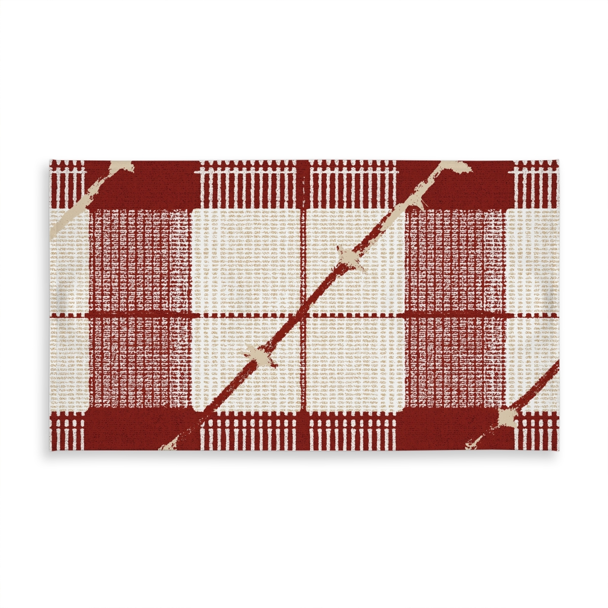 Picture of Begin Home Decor C1TCLRGE1X78HB 58 x 102 in. Red Square Pattern Tablecloth - Indoor & Outdoor Home Decor