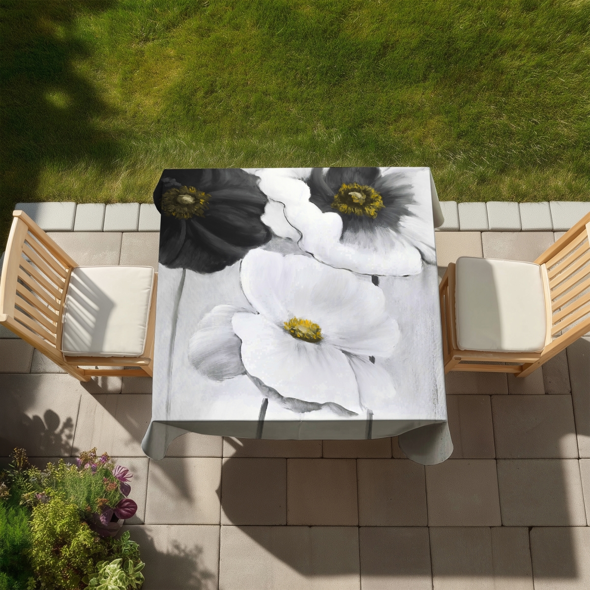 Picture of Begin Home Decor C1TC5858JDC9AJ 58 x 58 in. White Botanical Tablecloth - Assorted Flowers for Home Decor