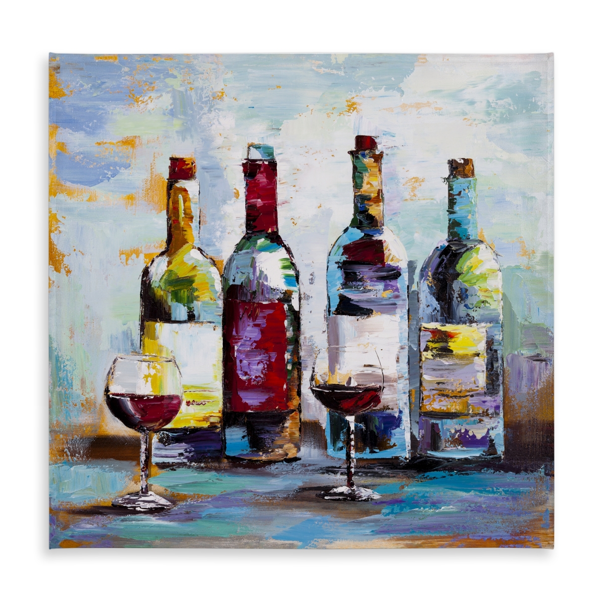 Picture of Begin Home Decor C1TC5858L979D3 58 x 58 in. Wine Tasting Tablecloth - Object Blue Kitchen Home Decor