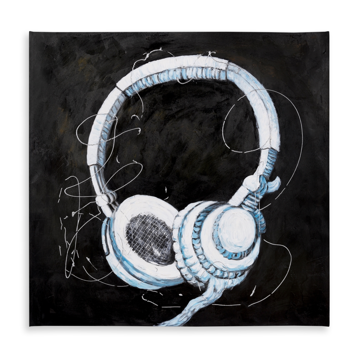 Picture of Begin Home Decor C1TC5858PTHXB7 58 x 58 in. Headphones Tablecloth - Blue Hobbies Bedroom Indoor & Outdoor Decor
