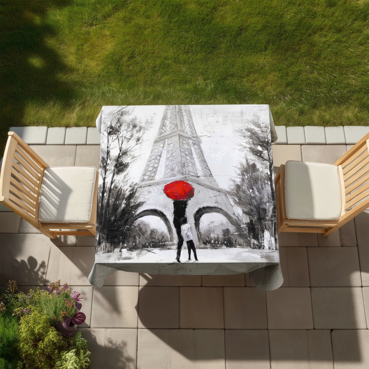 Picture of Begin Home Decor C1TC5858OWSJGE 58 x 58 in. Sweet Moment Contemporary Street Trees Tablecloth - Indoor & Outdoor