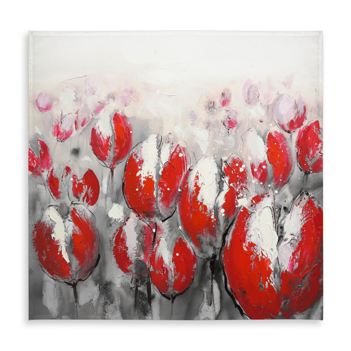Picture of Begin Home Decor C1TC5858F9QECW 58 x 58 in. Abstract Red Tulips Tablecloth - Indoor Outdoor Home Decor