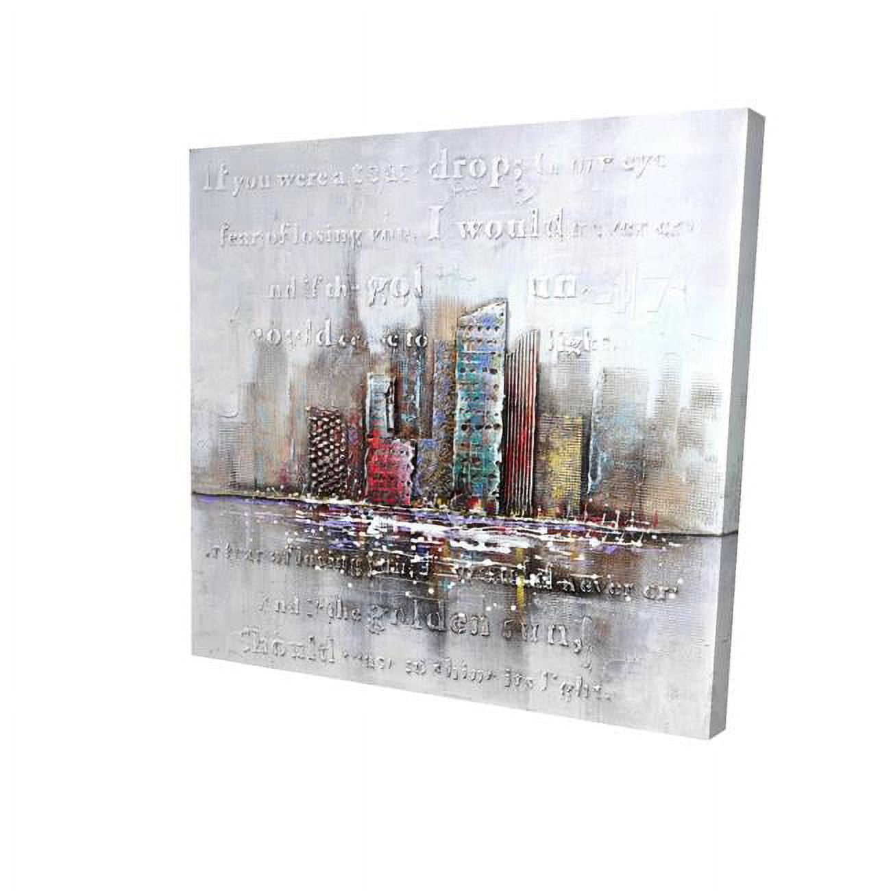 8 x 8 in. Cityscape with Typography In Relief-Print on Canvas