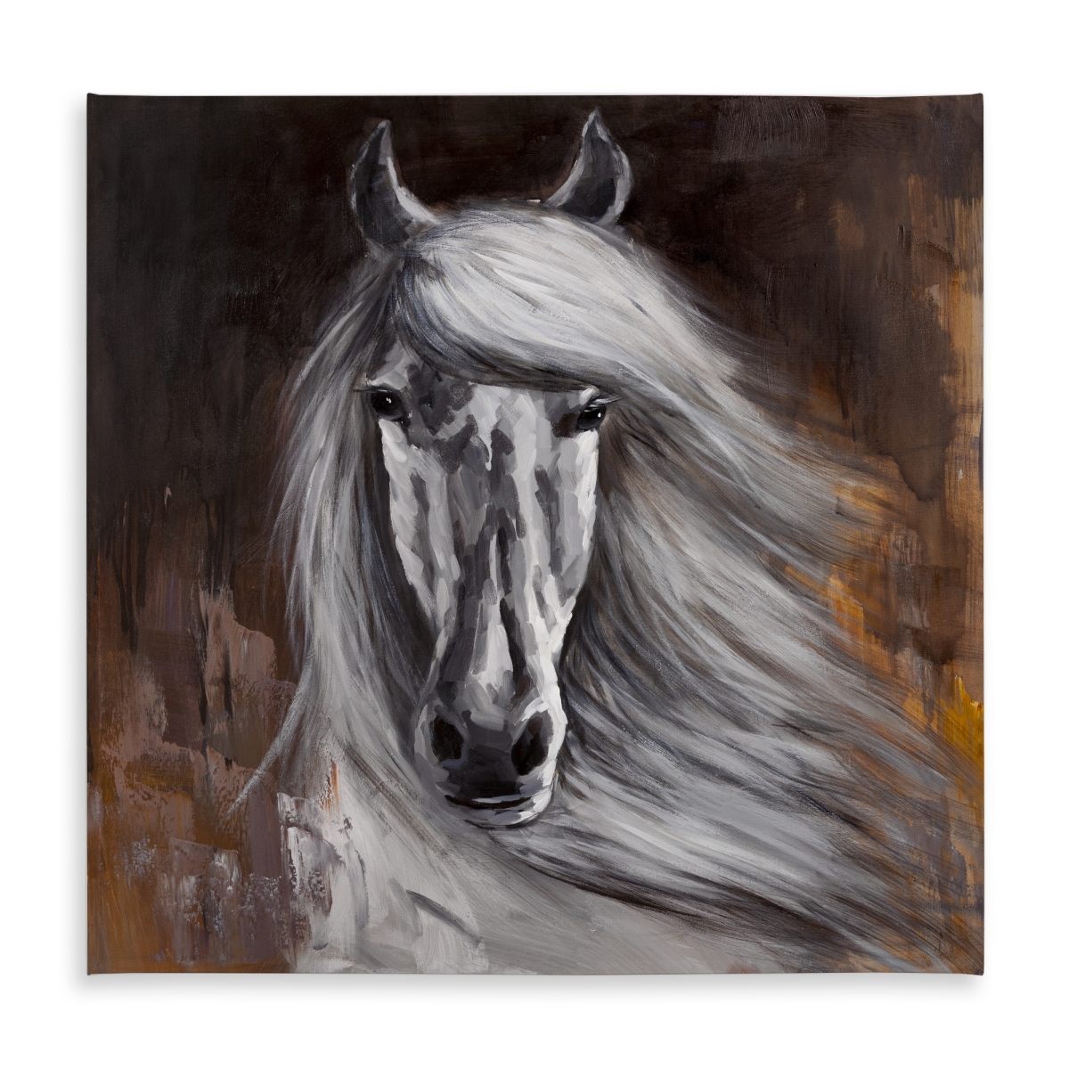 Picture of Begin Home Decor C1TC58580Y0BMA 58 x 58 in. Proud White Horse Tablecloth - Farm Animal Decor for Home