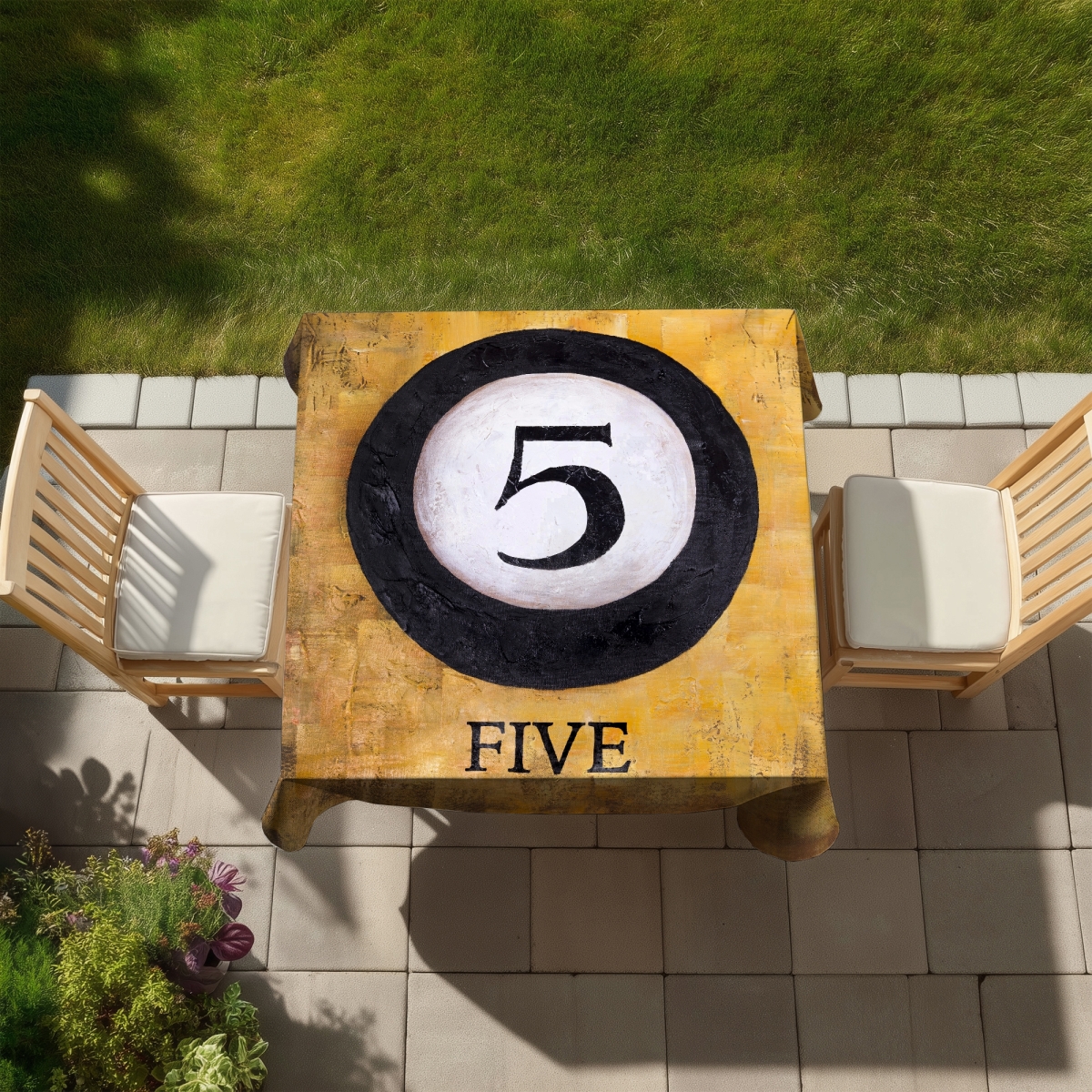 Picture of Begin Home Decor C1TC5858CM52JX 58 x 58 in. Billiard Ball No5 Tablecloth - Indoor & Outdoor Home Decor