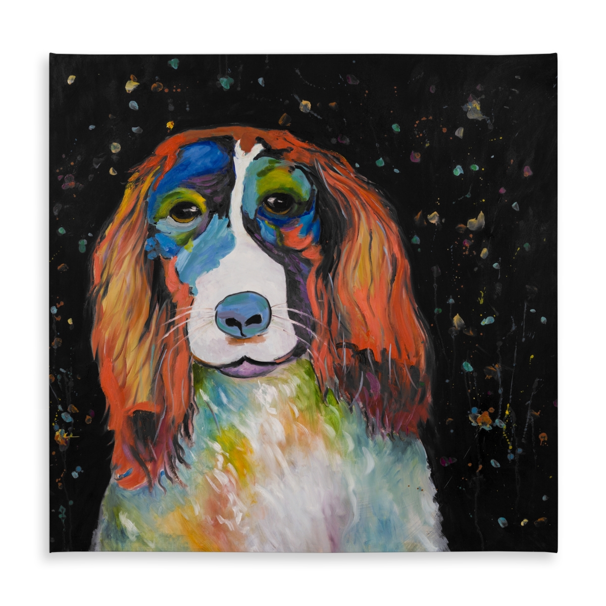 Picture of Begin Home Decor C1TC58587MWFDI 58 x 58 in. Colorful Dog Tablecloth - Indoor & Outdoor Decor for Pet Lovers