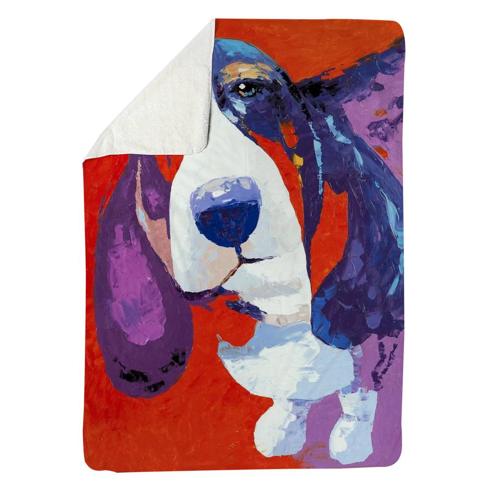 5545-8060-AN83 60 x 80 in. Abstract Basset Dog Sherpa Fleece Blanket - Pet Bedroom Decor