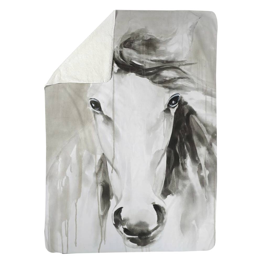 5545-8060-AN251 60 x 80 in. Beautiful Abstract Horse Sherpa Fleece Blanket - Home Decor