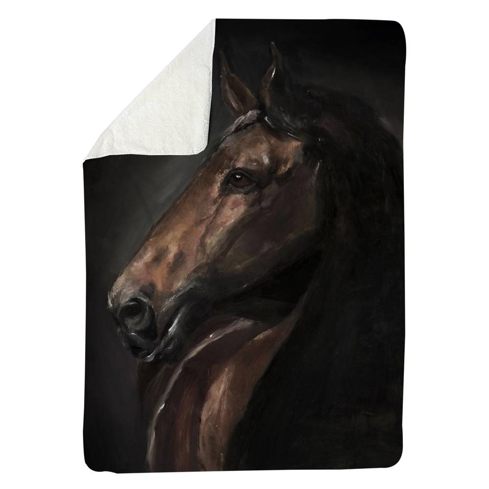 5545-8060-AN376 60 x 80 in. Spirit the Horse Sherpa Fleece Blanket - Rustic Farm Decor