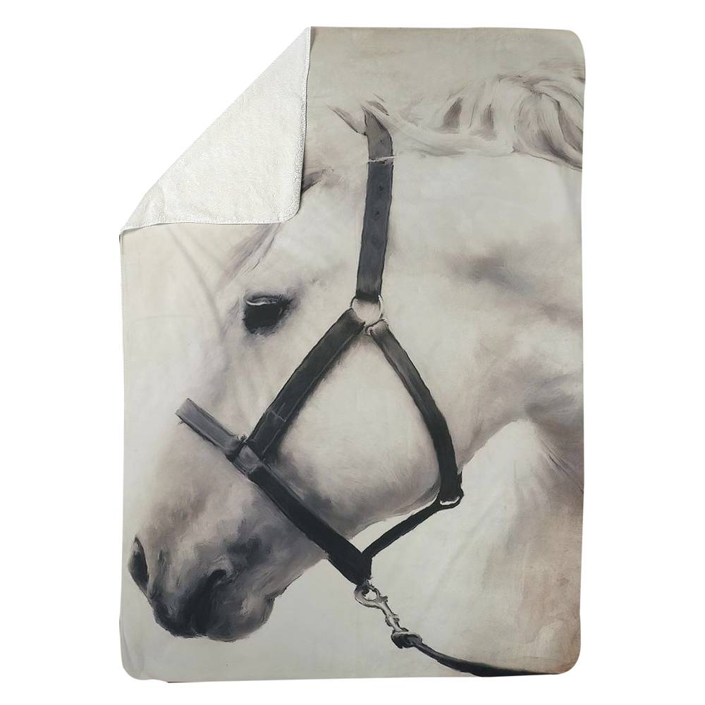 5545-8060-AN63 60 x 80 in. Farm Animals Western Sherpa Fleece Blanket - Darius the Horse