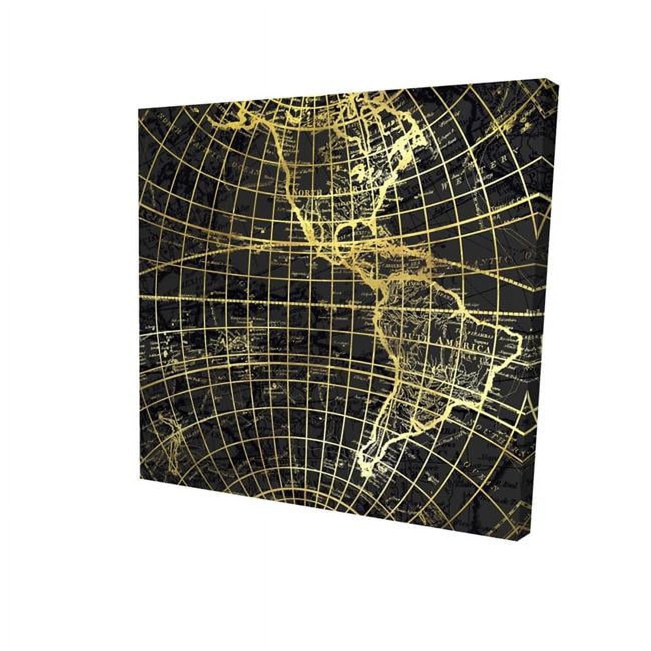 8 x 8 in. Black & Marine World Map Globe-Print on Canvas