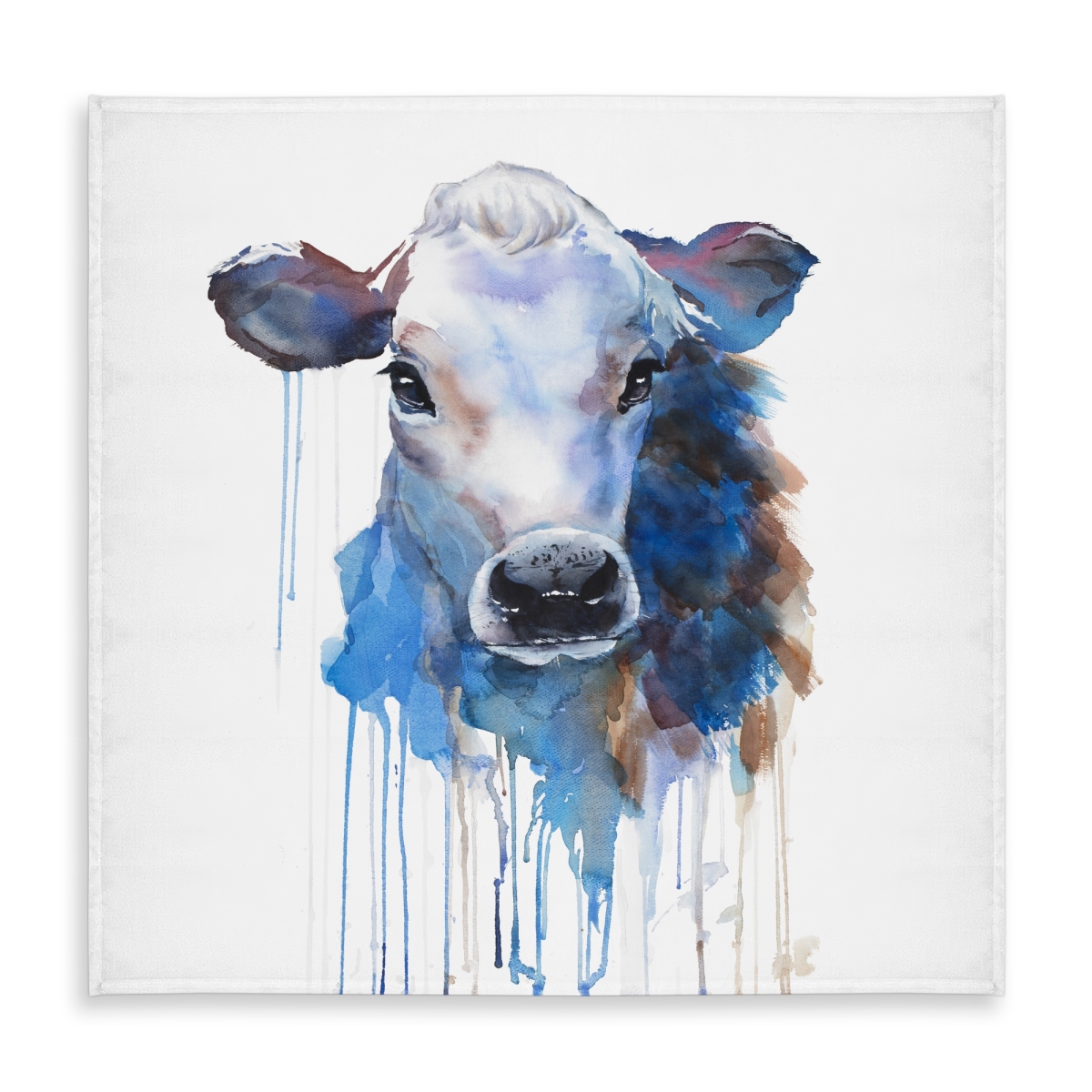 Picture of Begin Home Decor C1TC58583WYE3A 58 x 58 in. Blue Watercolor Jersey Cow Tablecloth - Indoor & Outdoor Decor