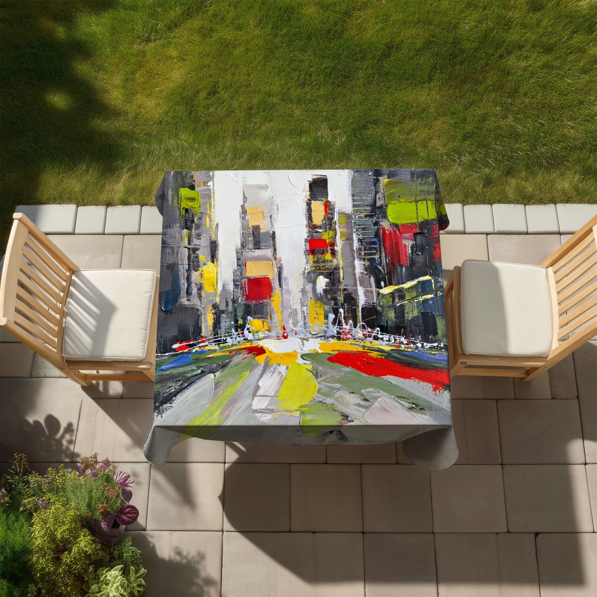 Picture of Begin Home Decor C1TC58583T18MV 58 x 58 in. Contemporary Cities Gray Tablecloth - Indoor & Outdoor Decor