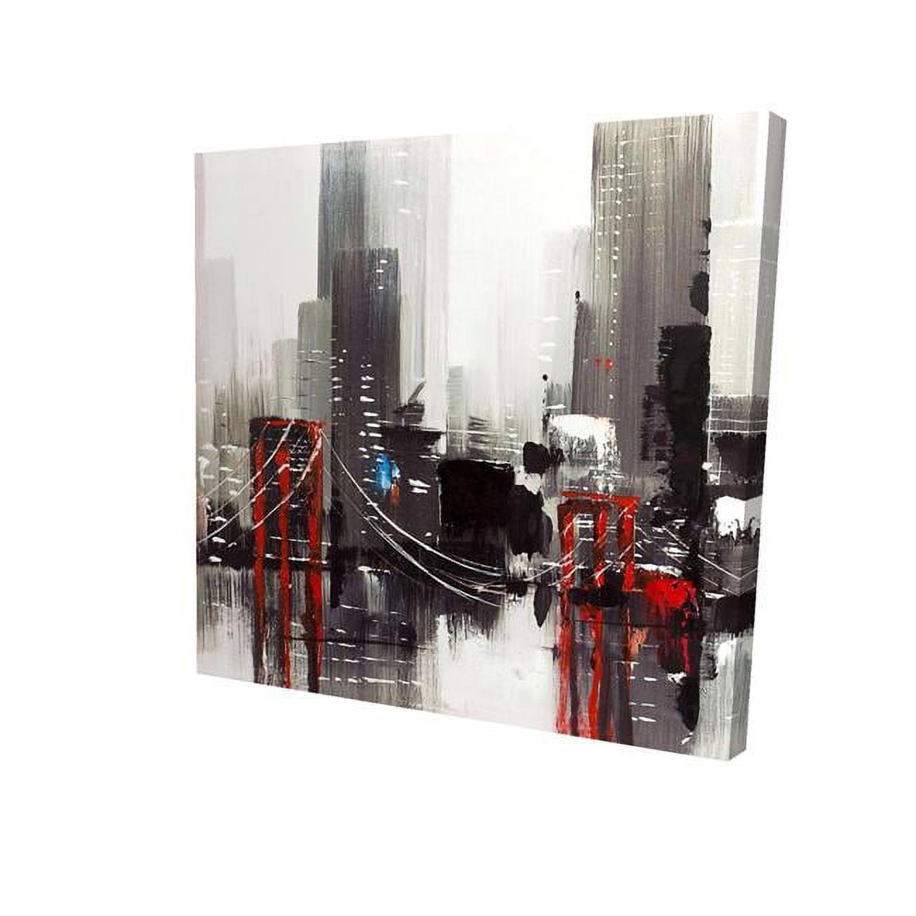 8 x 8 in. Abstract Grey City with A Bridge-Print on Canvas
