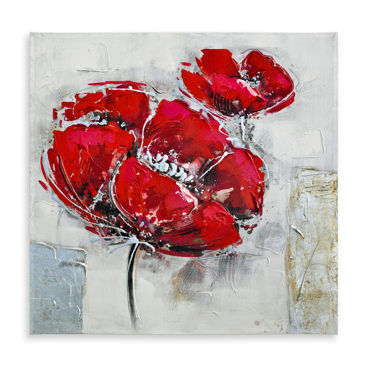 Picture of Begin Home Decor C1TC5858Y5CH24 58 x 58 in. Modern White Botanical Tablecloth - Red Floral Home Decor