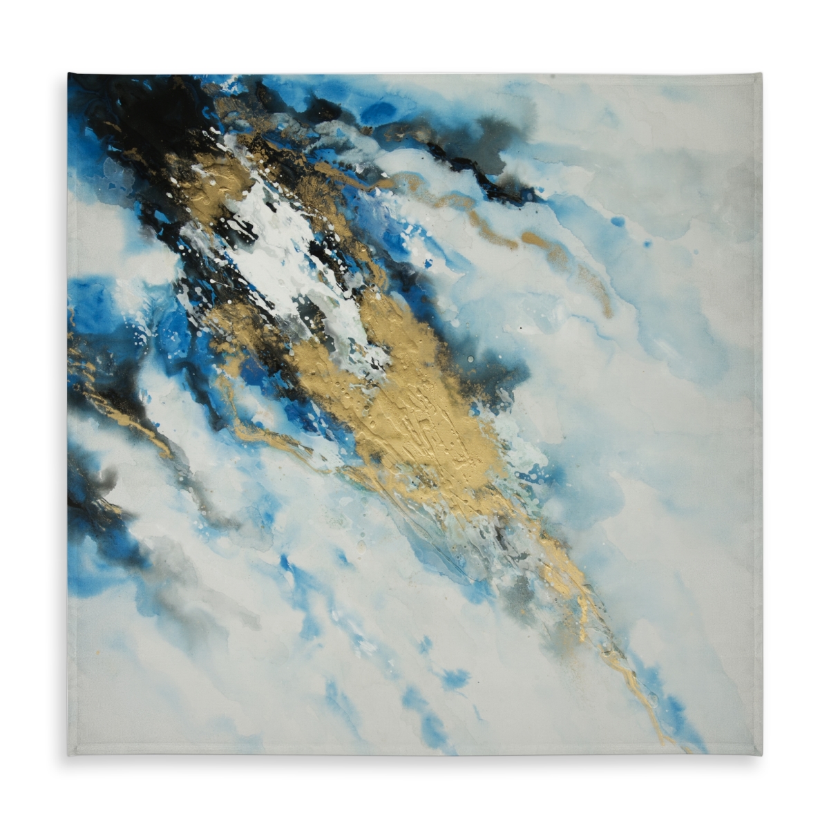 Picture of Begin Home Decor C1TC5858T8MB8C 58 x 58 in. Shapes Abstract Blue Tablecloth - Blue & Gold Marble Decor