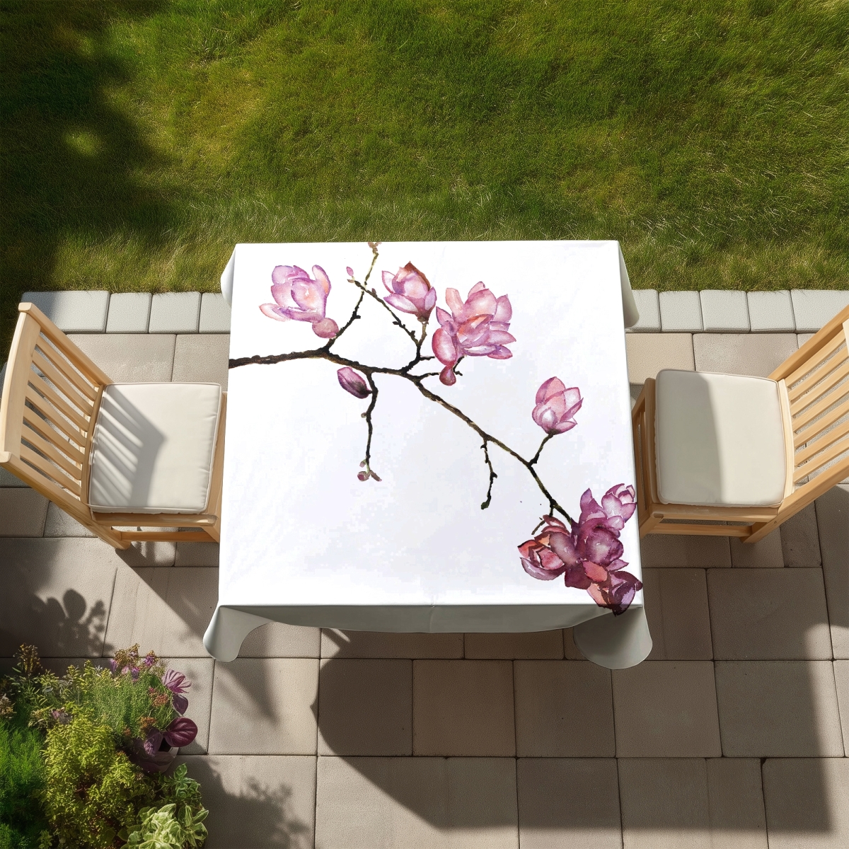 Picture of Begin Home Decor C1TC5858P75H62 58 x 58 in. Pink Floral Cherry Blossom Tablecloth - Indoor & Outdoor Decor